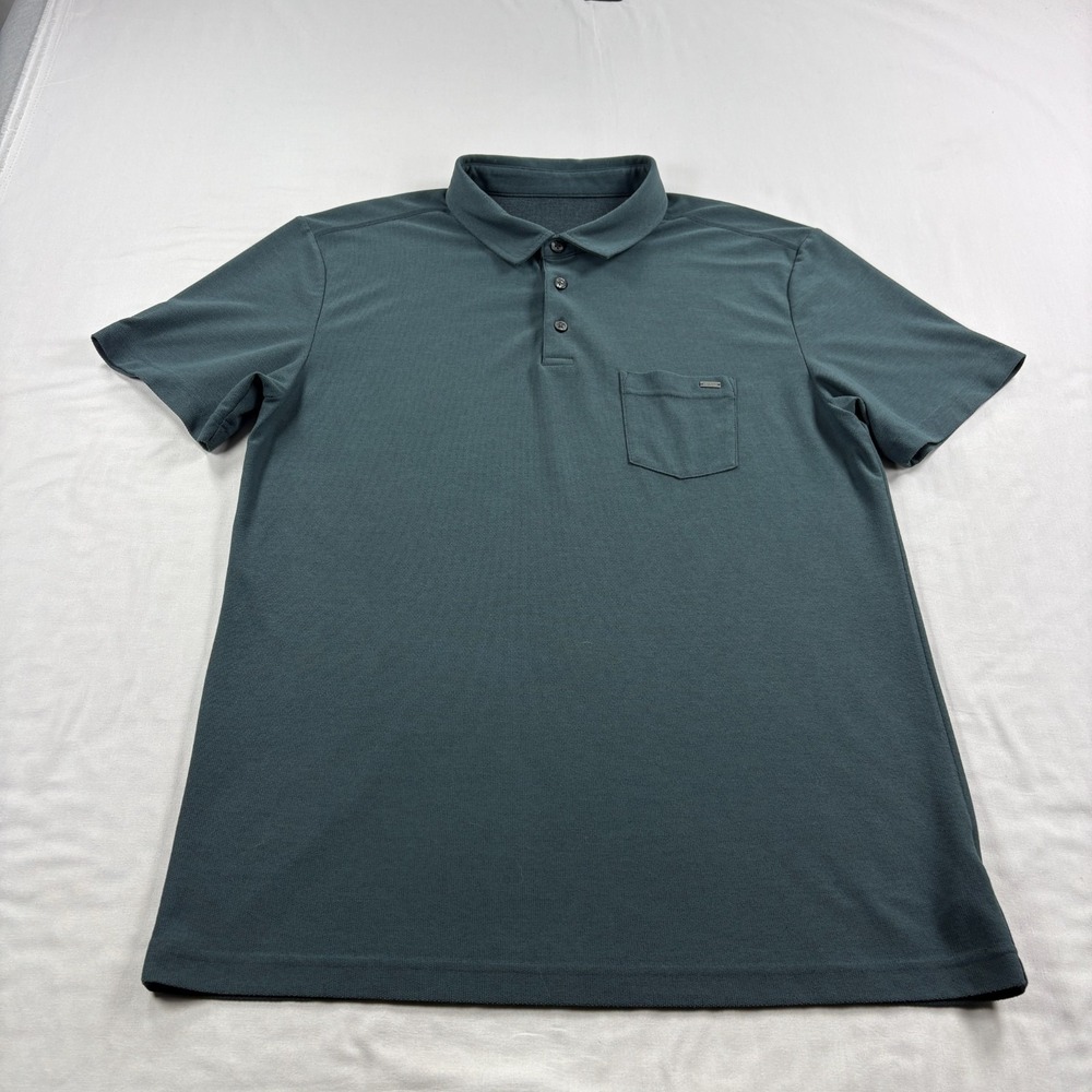 Vuori Ace Polo Shirt Mens Large Blue Pocket Stretch Golf Performance Tech